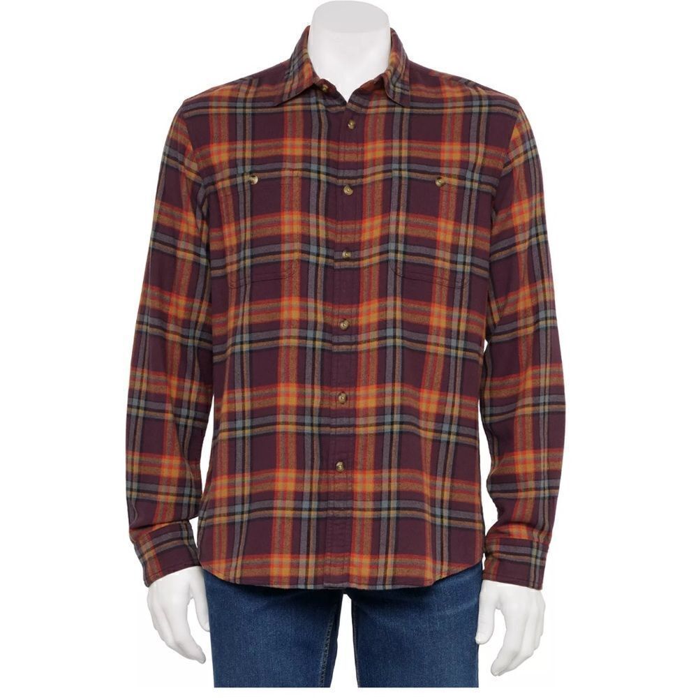 Sonoma Flannel Button-Down Shirt Muted Purple L NWT